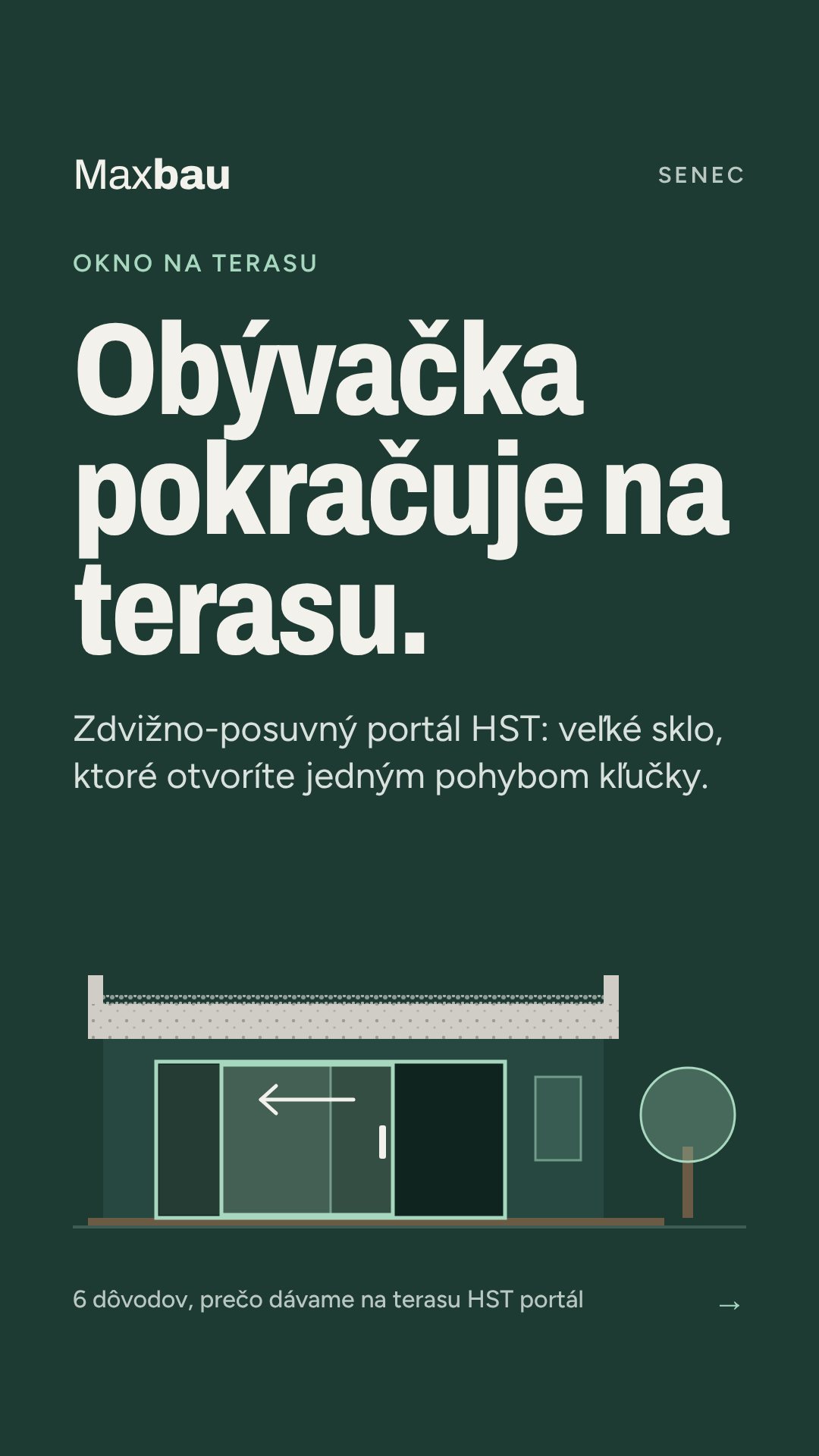 Obývačka pokračuje na terasu – zdvižno-posuvný portál HST
