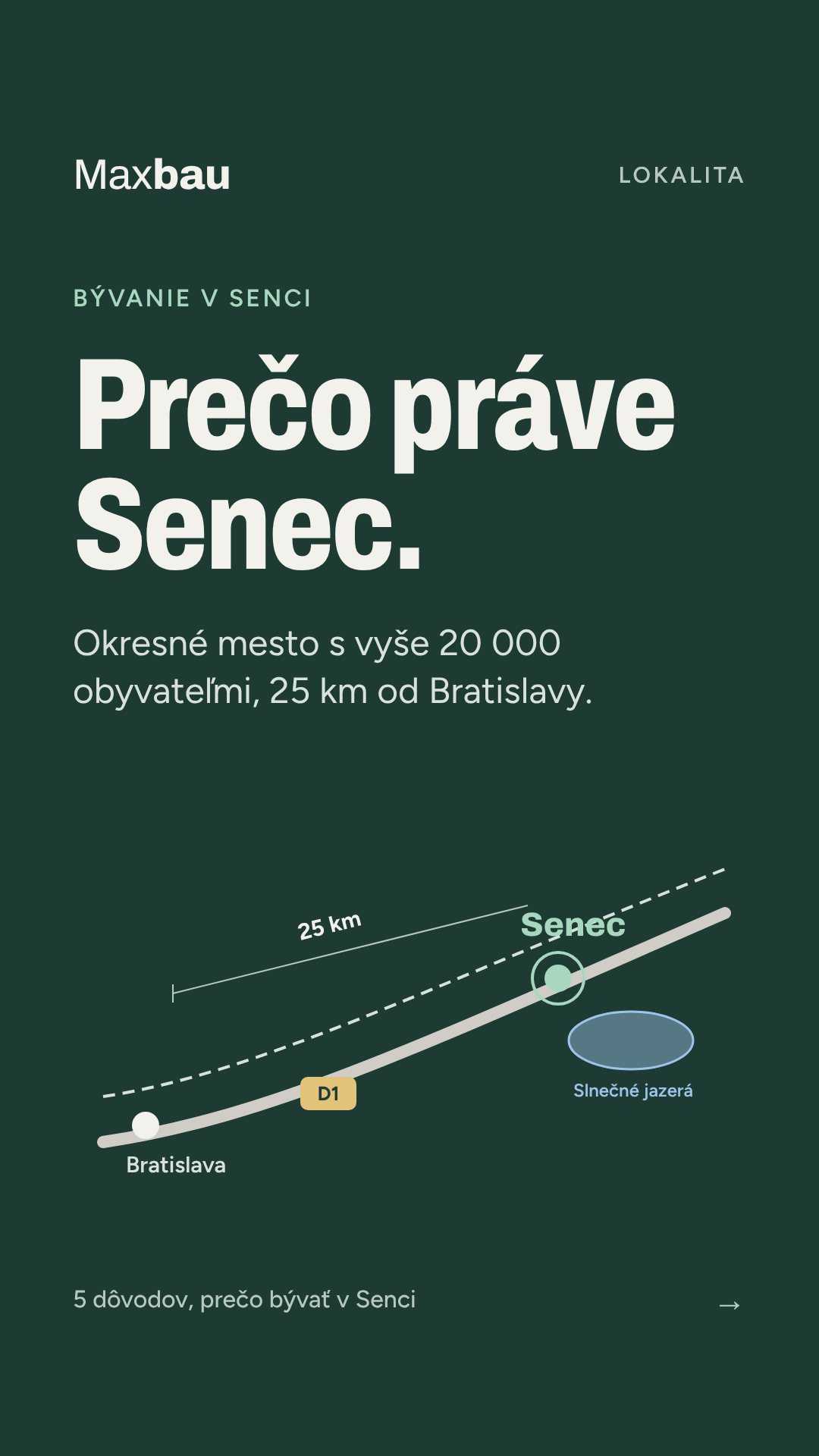 Prečo práve Senec – okresné mesto s vyše 20 000 obyvateľmi, 25 km od Bratislavy