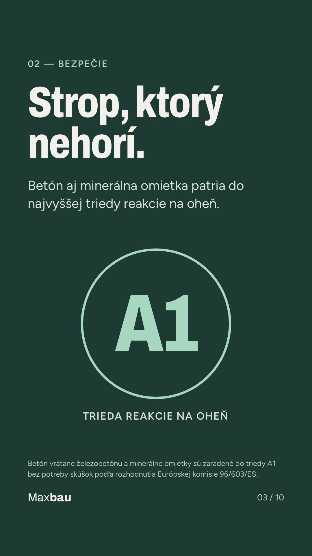 Strop, ktorý nehorí – betón a minerálna omietka v triede reakcie na oheň A1