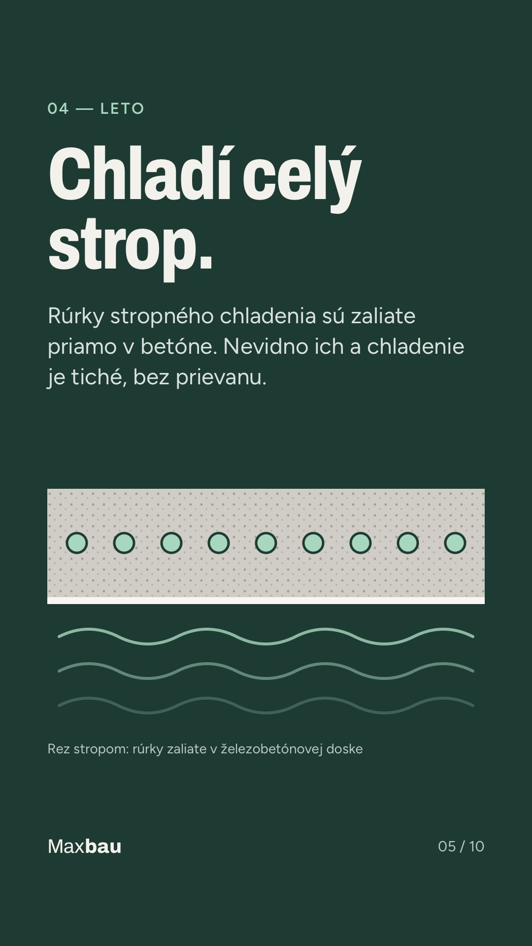 Chladí celý strop – rúrky stropného chladenia zaliate v betóne