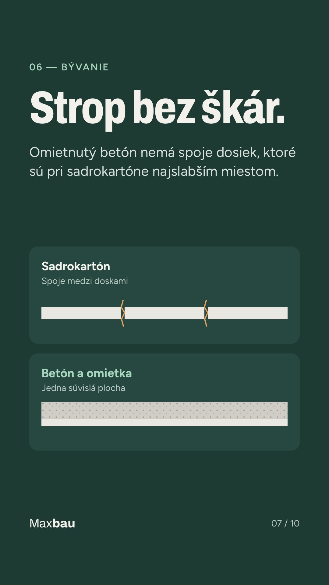 Strop bez škár – omietnutý betón bez spojov dosiek